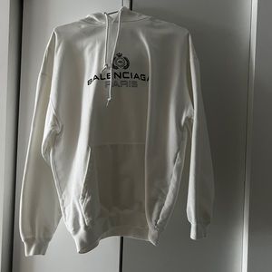 Balenciaga white logo sweatshirt with hoodie size XS